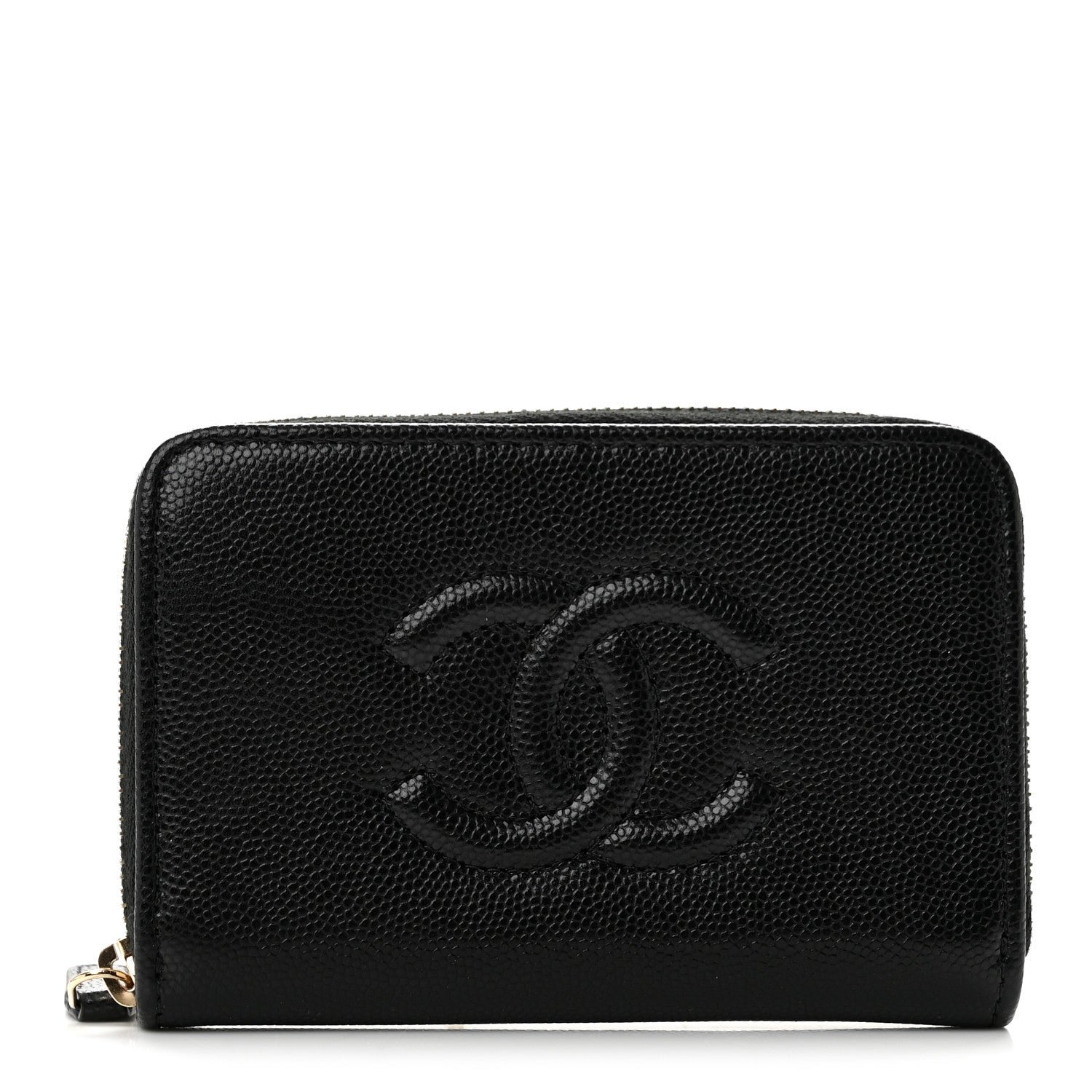 Chanel Caviar Timeless CC Zip Around Coin Purse Black