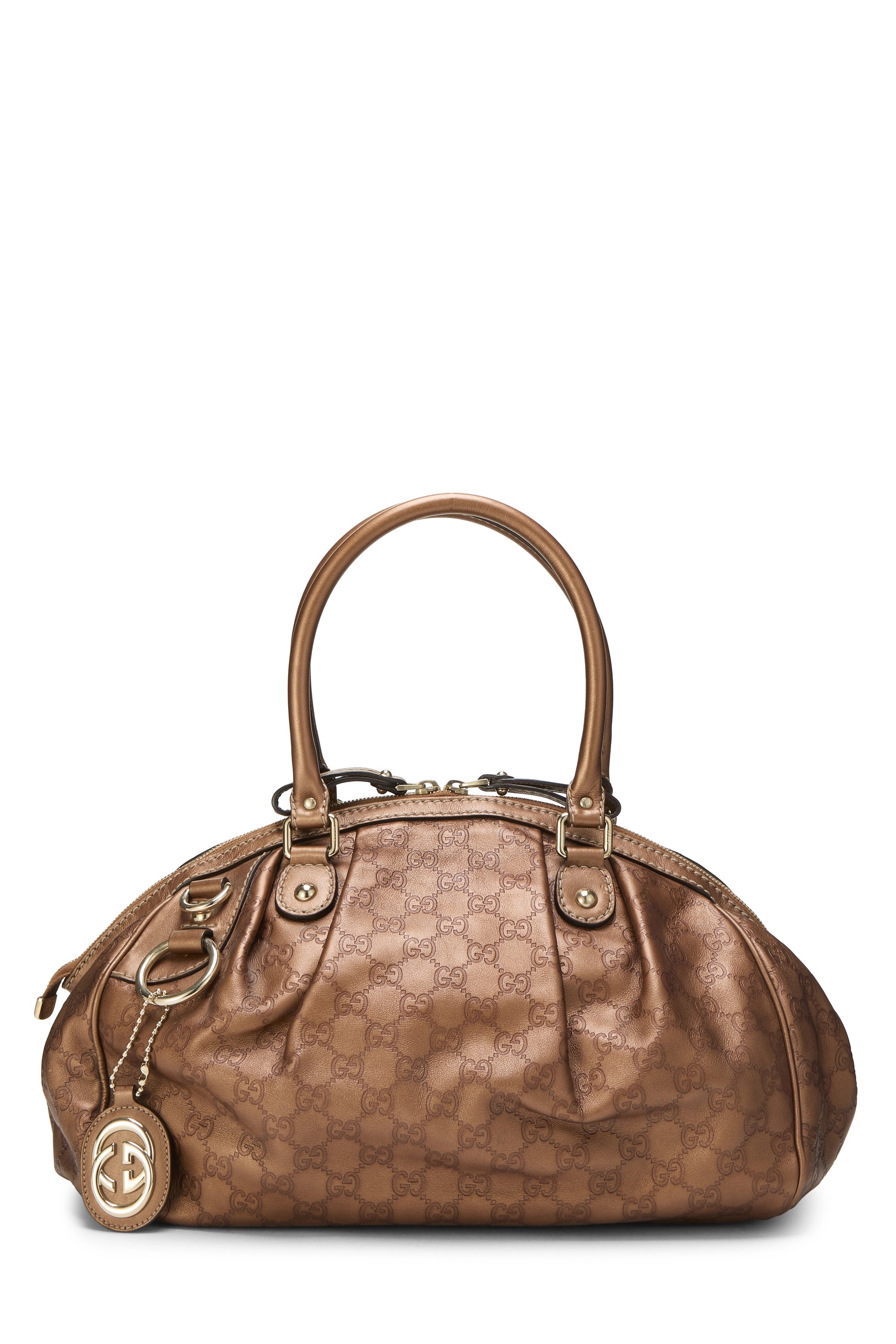 Bronze Guccissima Leather Sukey Boston Handbag