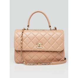 Chanel Beige Quilted Lambskin Leather Trendy CC Medium Bag