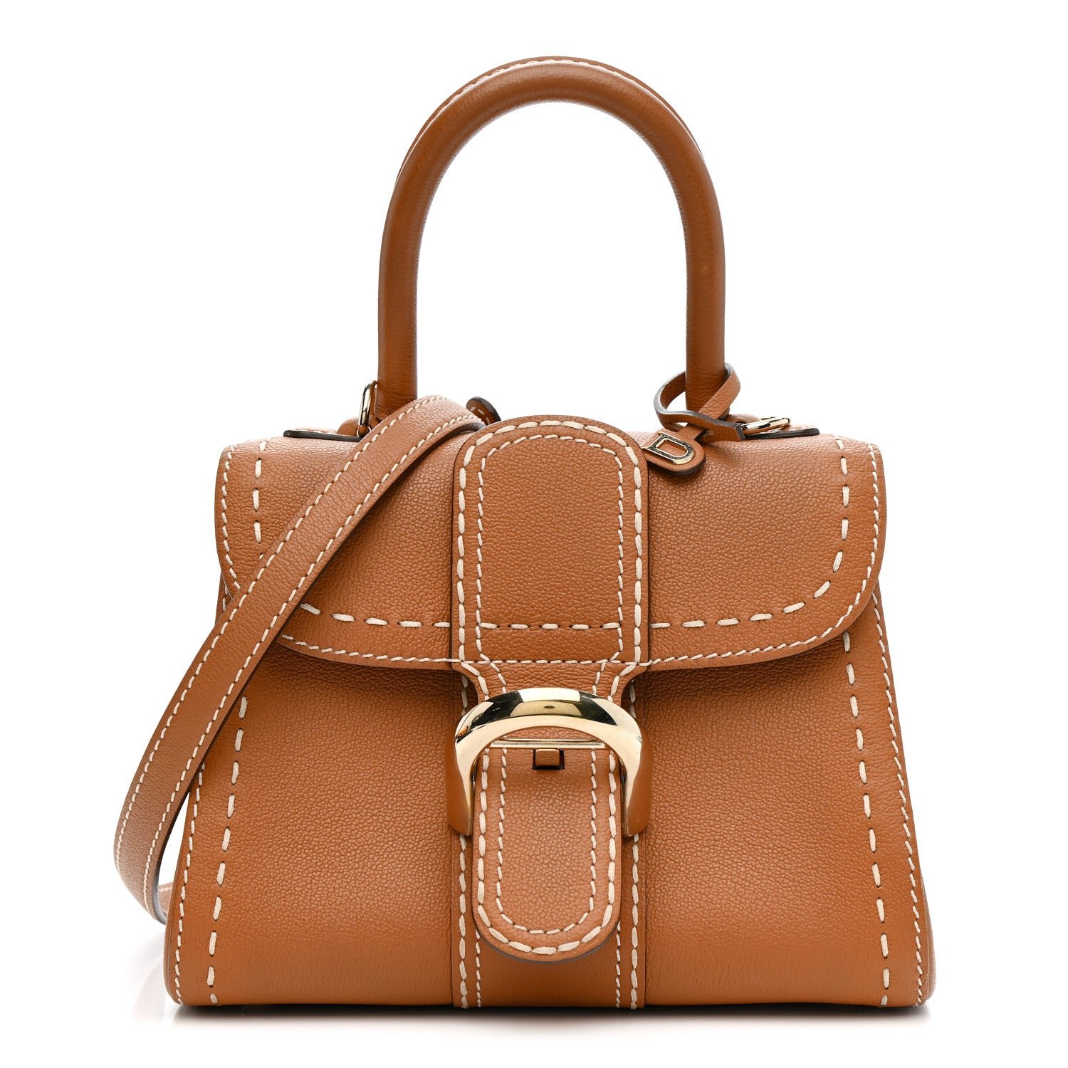 Delvaux Delvaux Grained Rodeo Calfskin Surpique Mini Brillant Satchel Vegetal Ivory