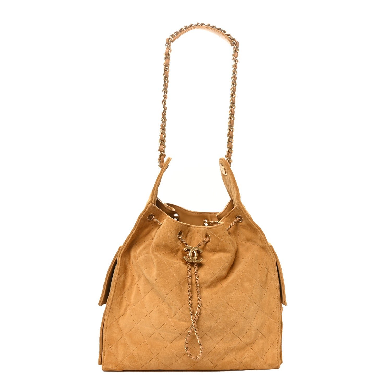 Chanel Suede Quilted Medium Chanel 25 Handbag Beige