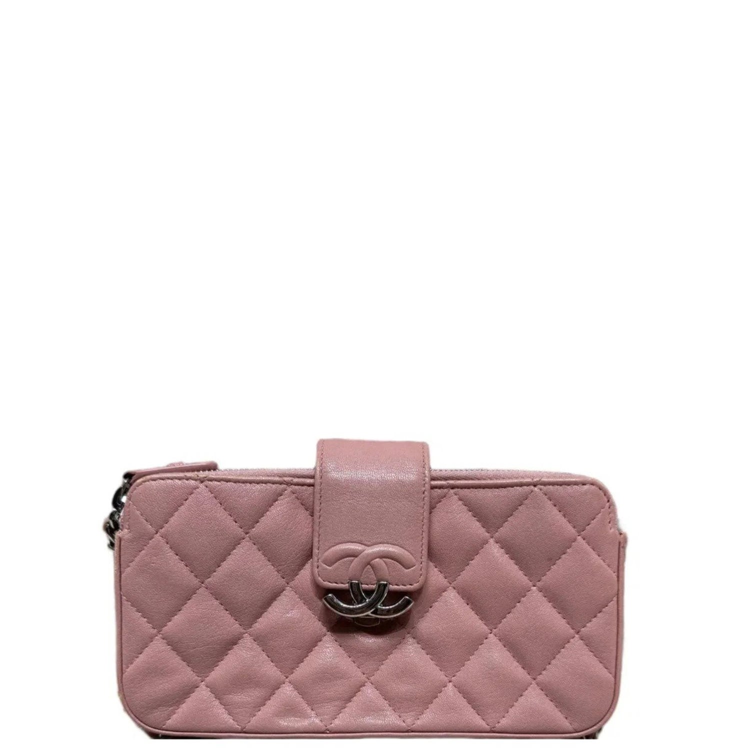 Chanel Calfskin Box Clutch With Chain Medium