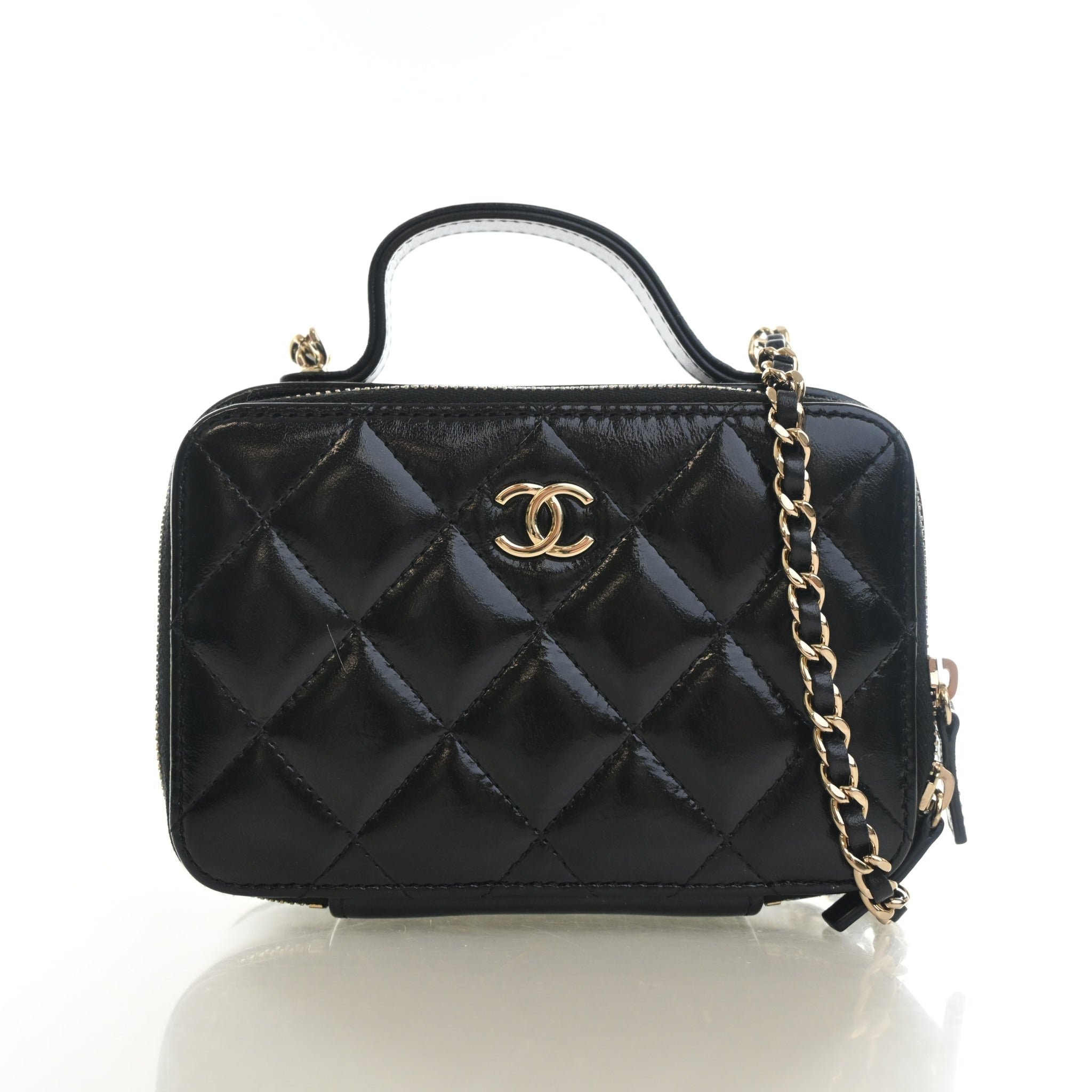 Chanel Mini Glazed Calfskin Double Zip CC Vanity Case