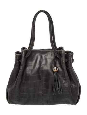 Embossed Leather Top Handle Bag