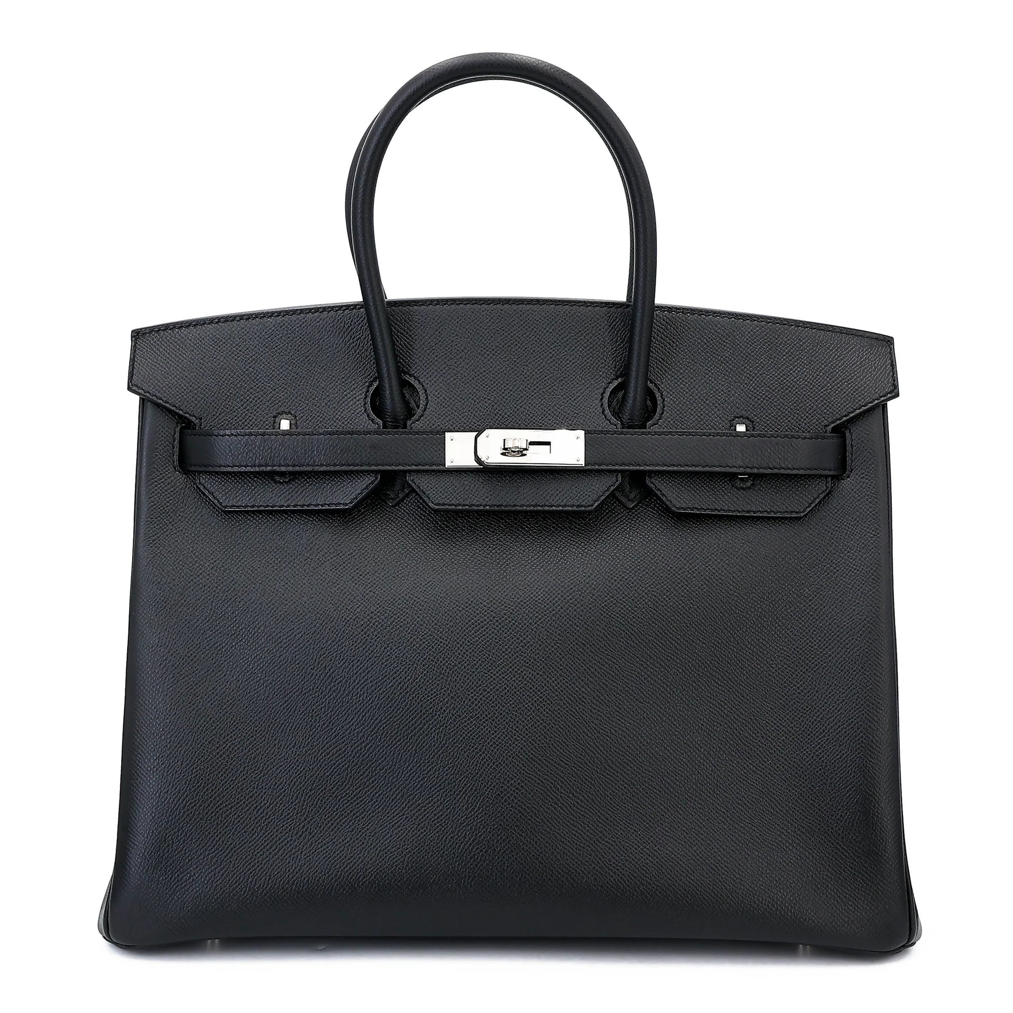 Excellent ( Rank SA ) HERMÈS Birkin 35 Noir (89) Epsom Palladium hardware R (2014)