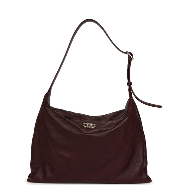 Chanel Maxi "Slouchy Mood" Hobo Shoulder Bag Dark Burgundy Lambskin Light Gold Hardware
