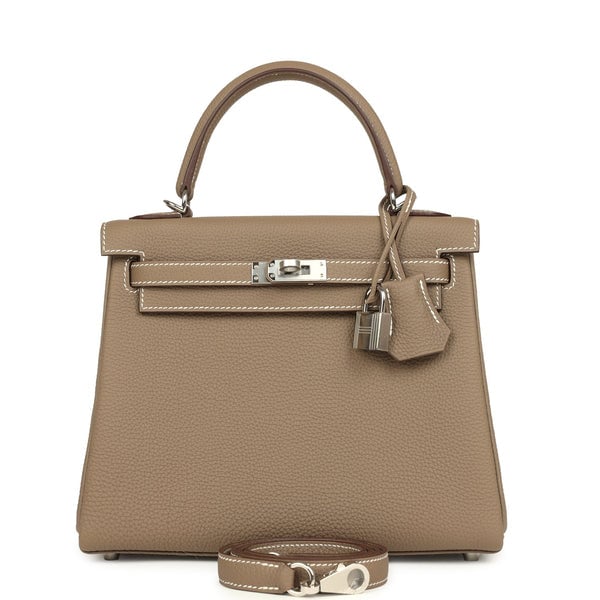 Hermes Hermes Kelly Retourne 25 Etoupe Togo Palladium Hardware