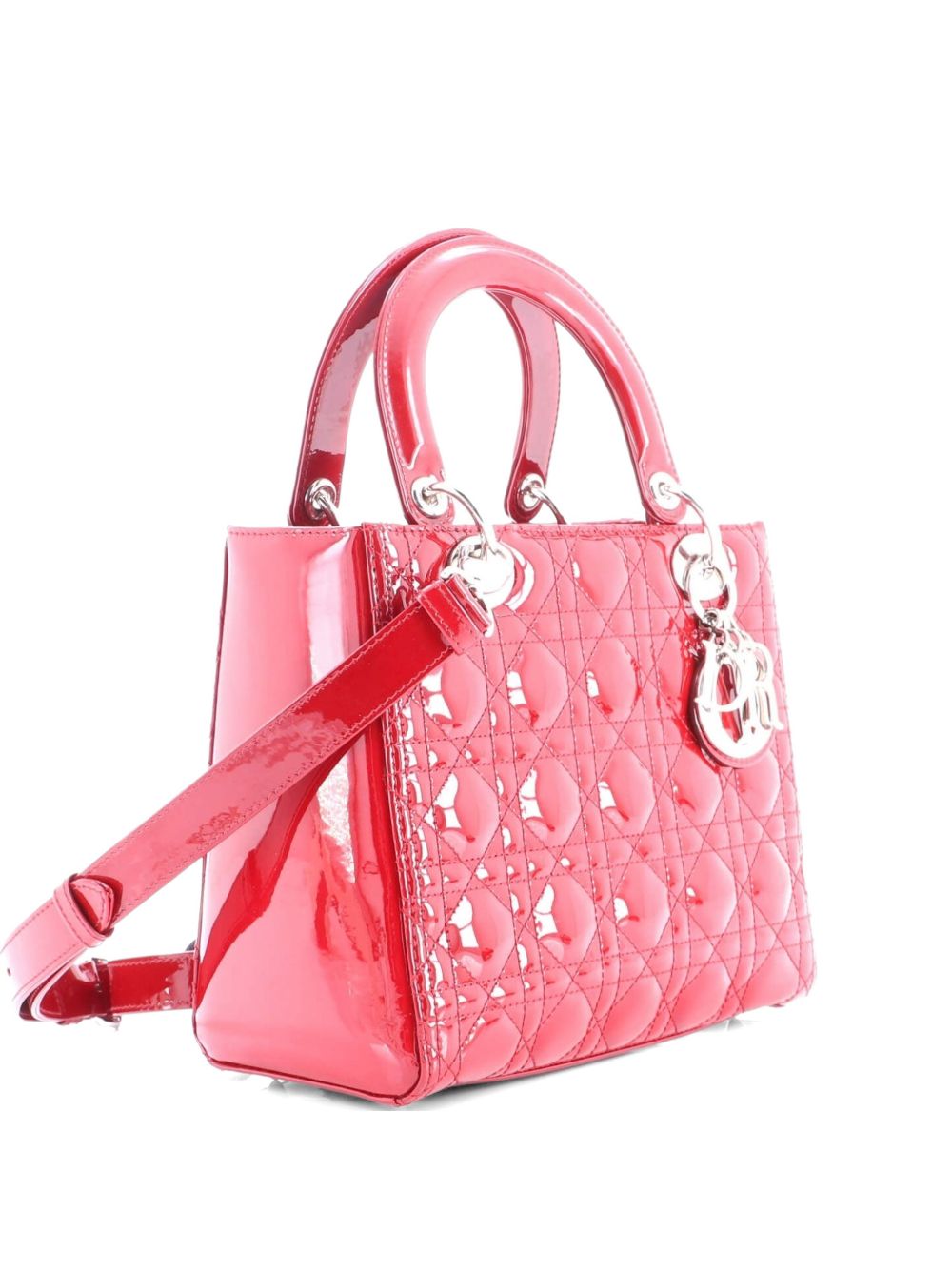 Lady Dior Bag Cannage Quilt Patent Medium satchel