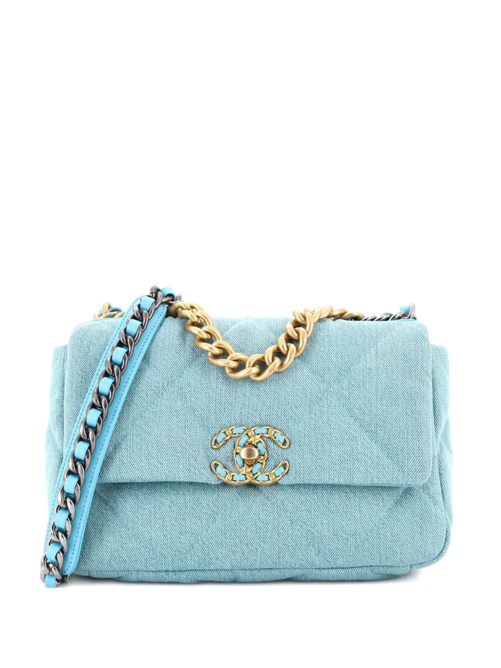 19 Flap Bag Quilted Denim Medium shoulder bag