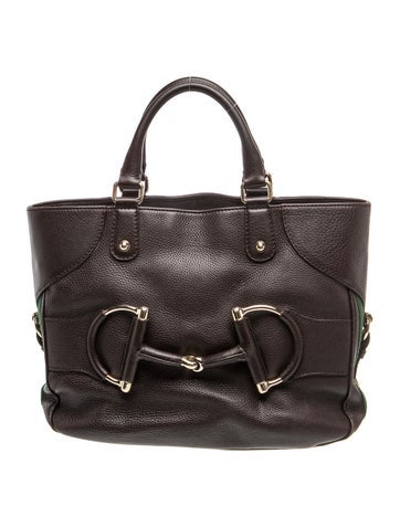 Horsebit Pebbled Leather Tote Bag