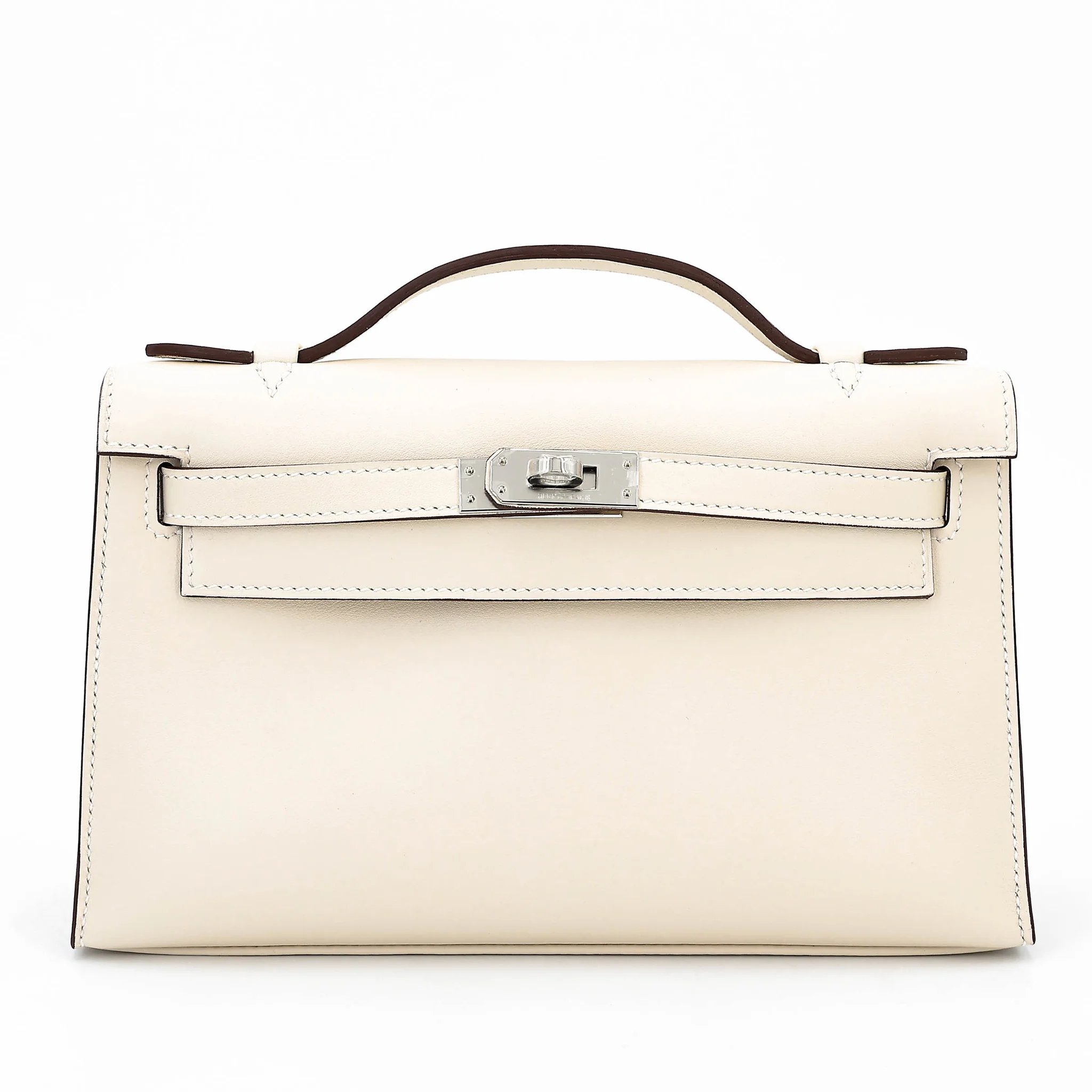 Brand New ( Rank N ) HERMÈS Kelly Pochette Nata (I2) Swift Palladium hardware G (2026)