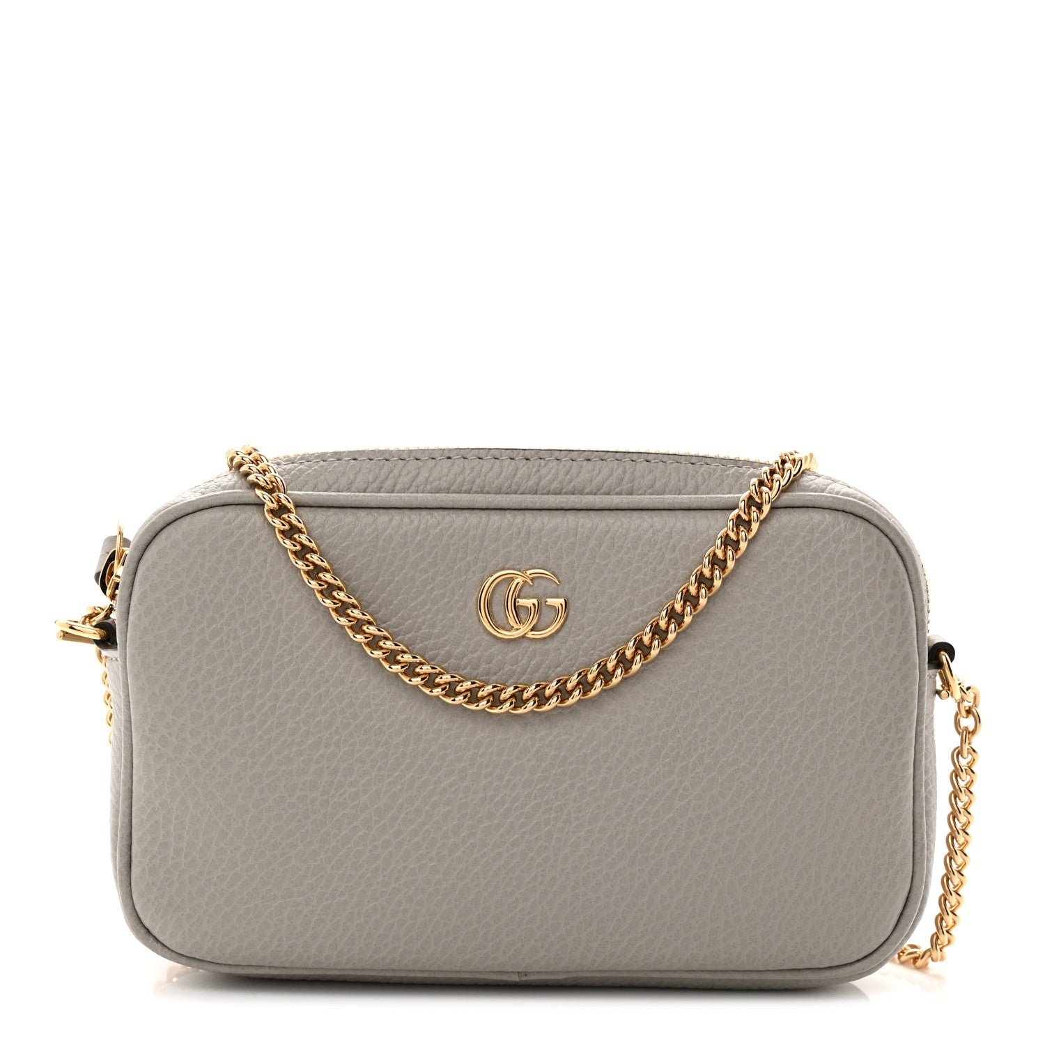 Gucci Dollar Calfskin Super Mini GG Marmont Chain Shoulder Bag Deep Grey