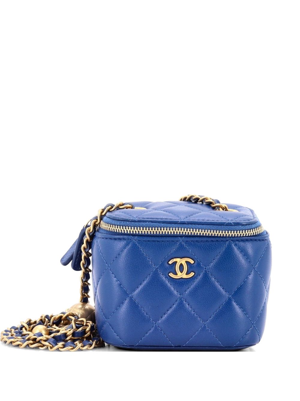 Pearl Crush Vanity Case with Chain Quilted Lambskin Mini clutch bag