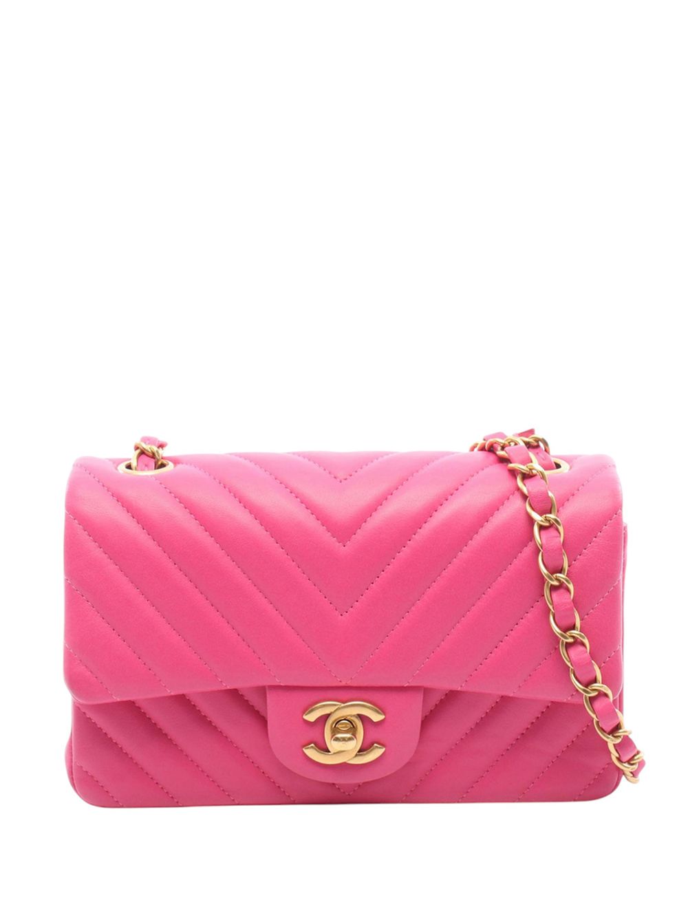 2015-2016 Mini Rectangular Classic Chevron Lambskin Single Flap crossbody bag