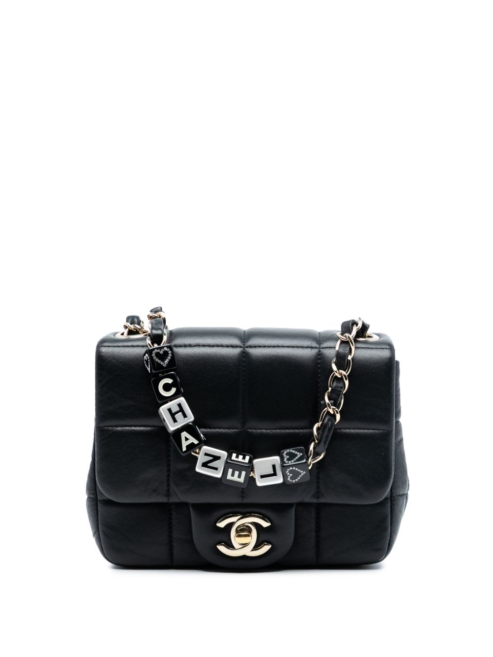 2021-2025 Mini Square Lambskin Resin Crystal Monacoco Flap crossbody bag