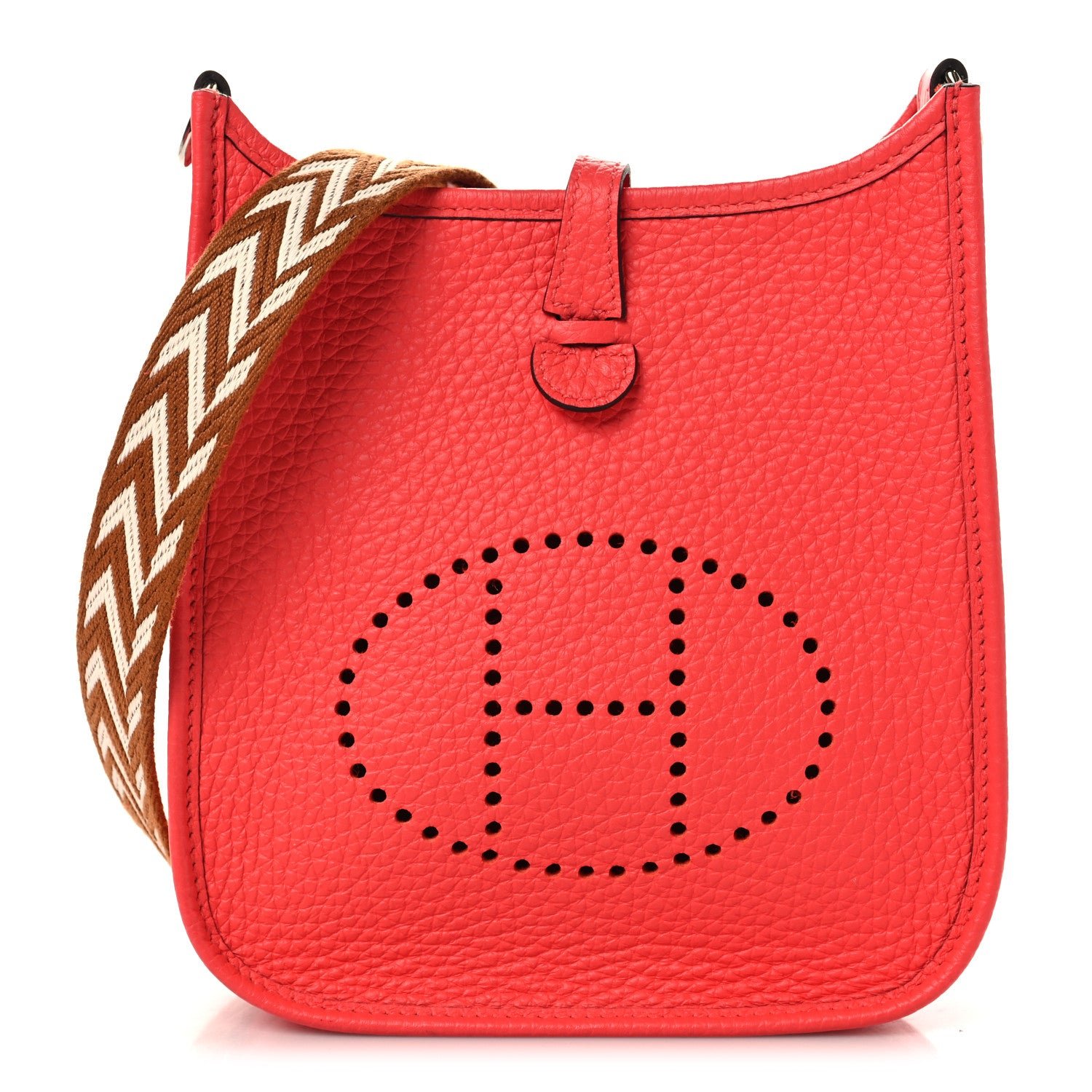 Hermes Taurillon Clemence Zigzag Sangle Evelyne TPM Rose Texas
