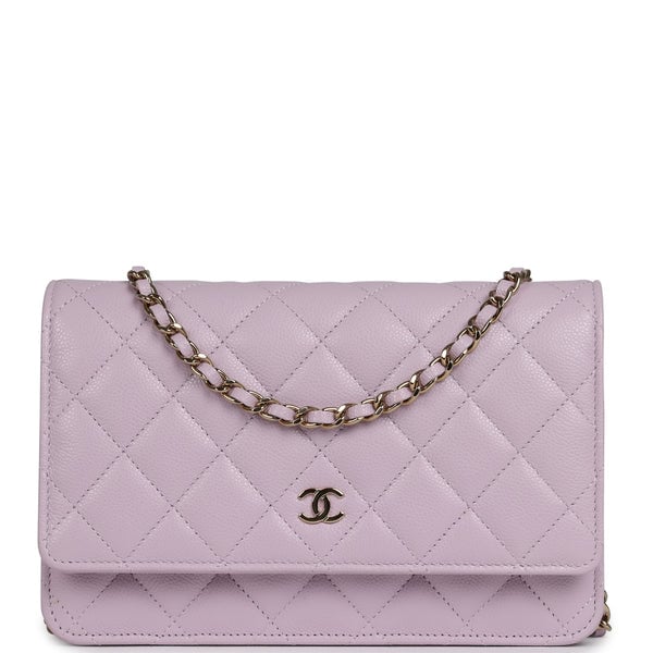 Chanel Classic Wallet On Chain WOC Light Purple Caviar Light Gold Hardware