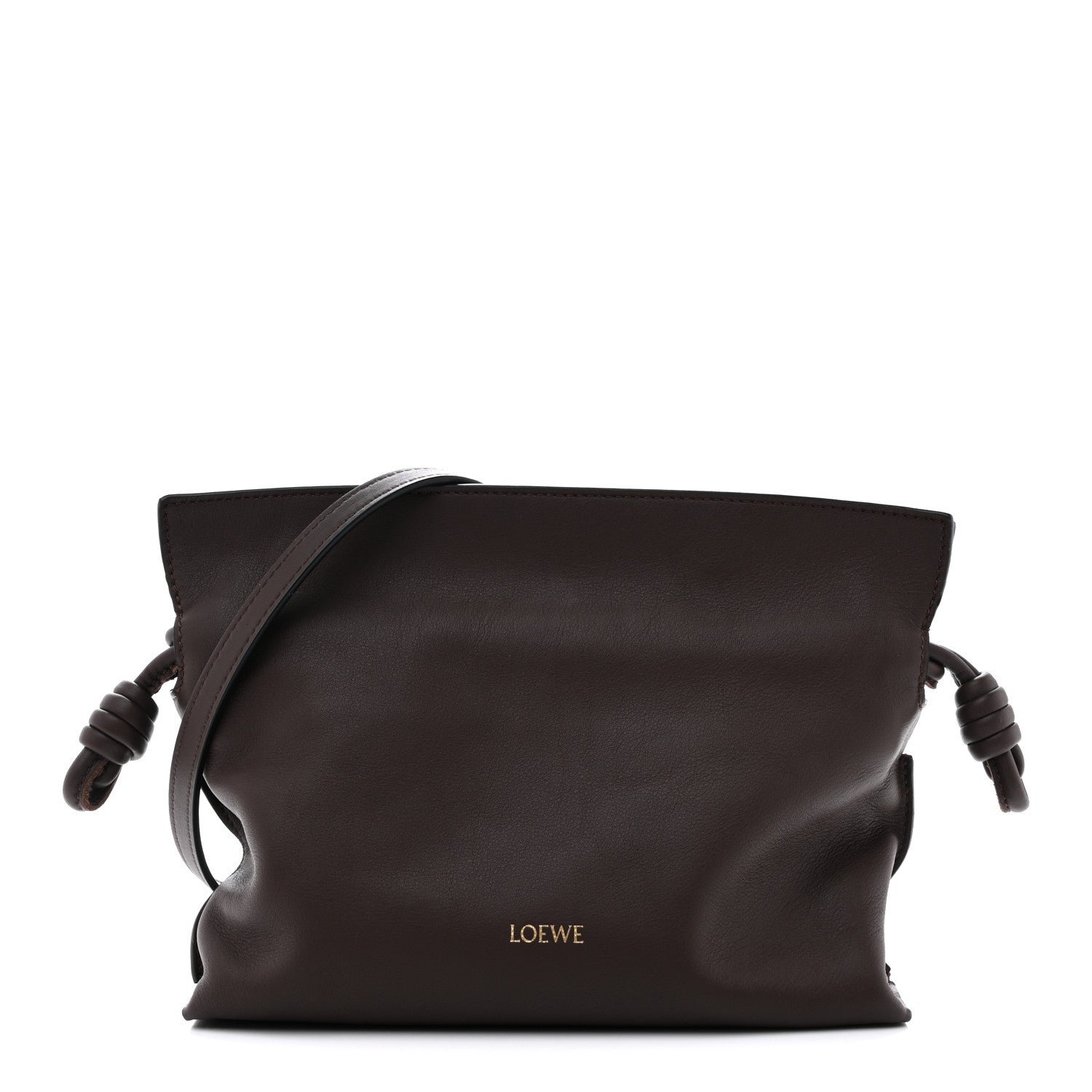 Loewe Calfskin Mini Flamenco Knot Clutch Chocolate