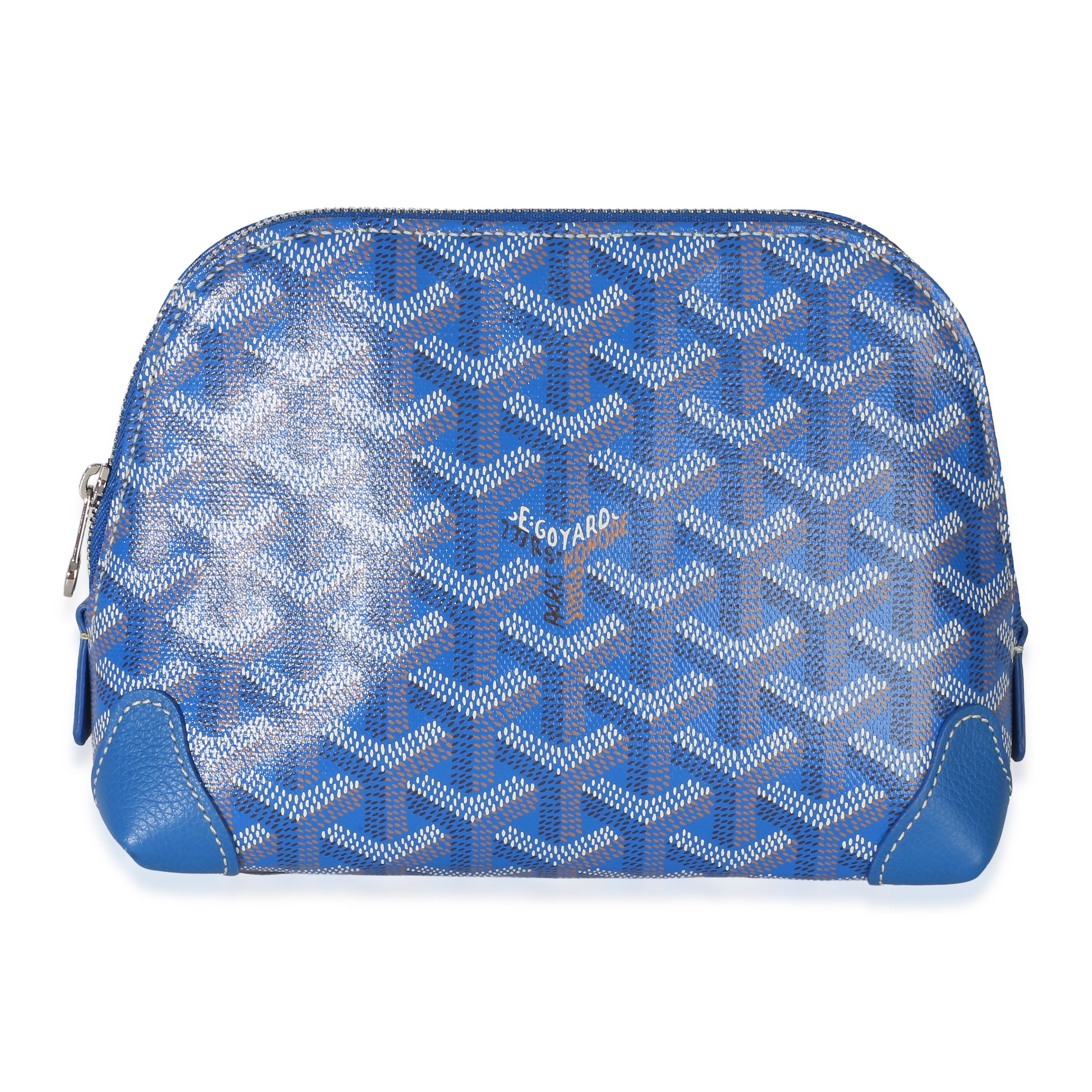 Goyard Blue Goyardine Canvas Vendome Cosmetic Pouch