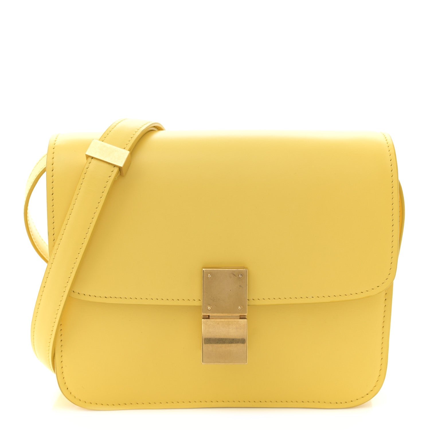 Celine Box Calfskin Teen Classic Box Flap Bag Yellow