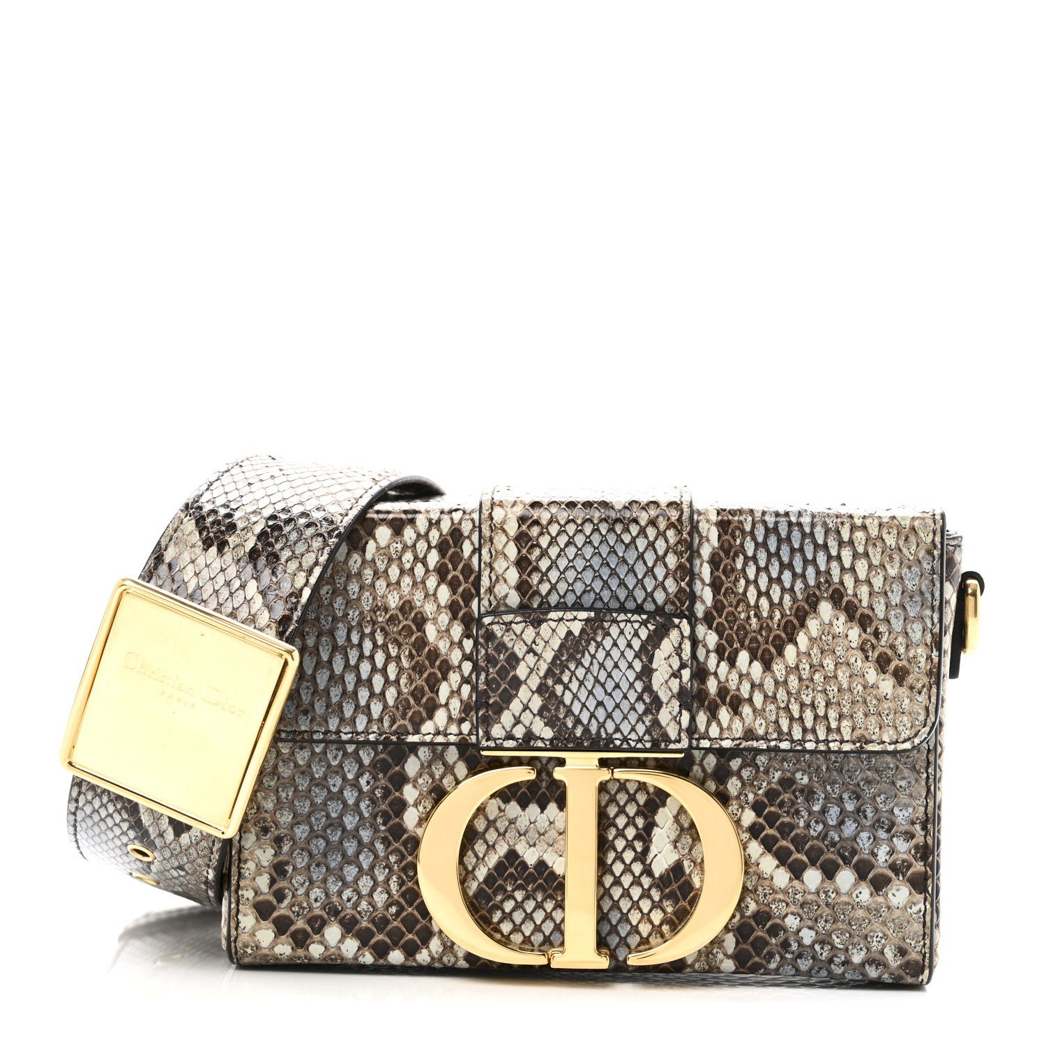 Christian Dior Snakeskin 30 Montaigne Box Bag Beige Multicolor