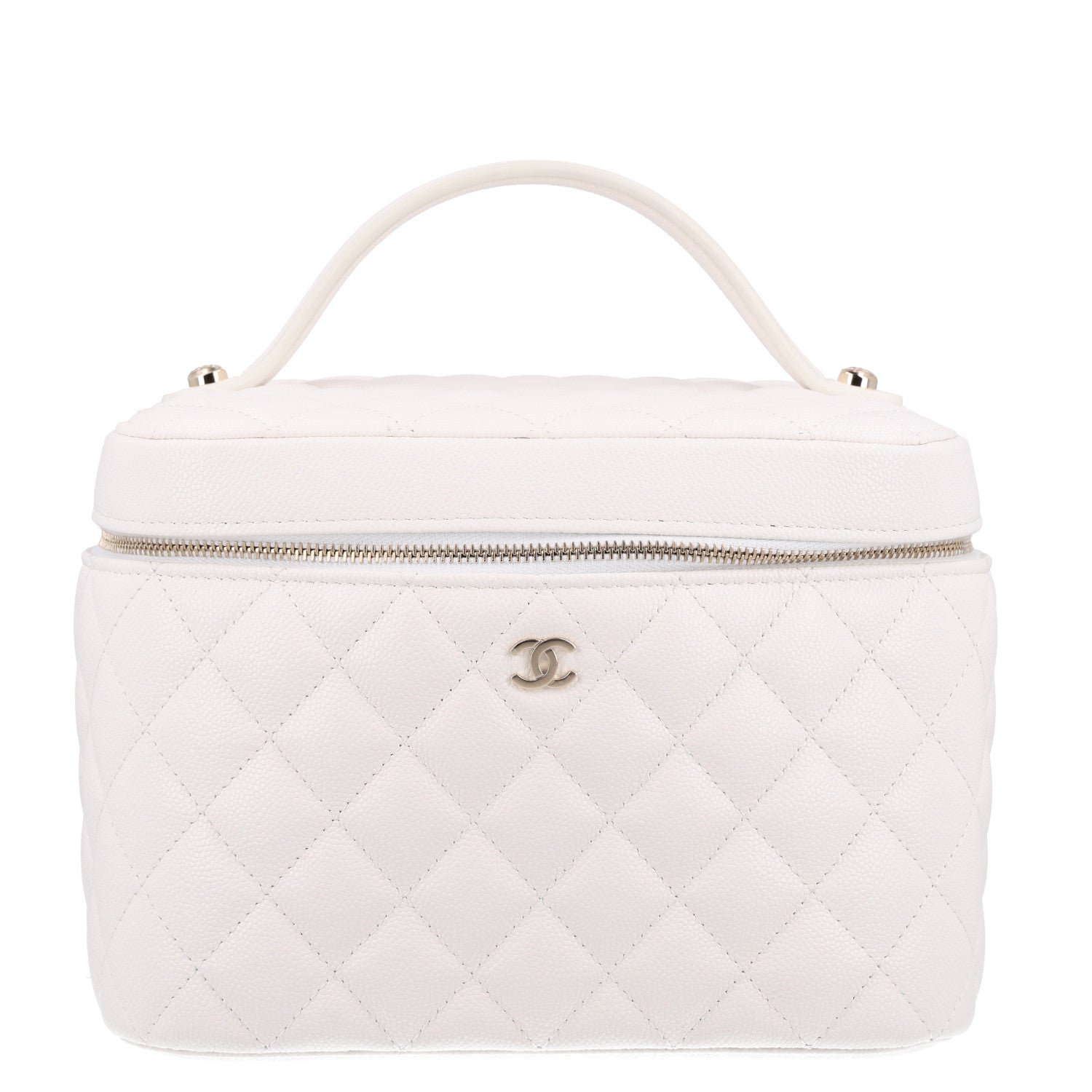 Chanel Caviar Quilted Large Vanity Pouch White