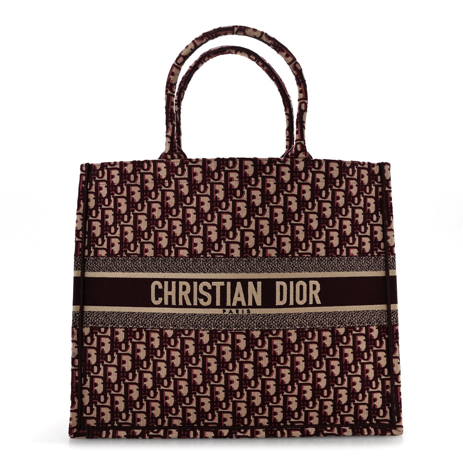 Oblique Large Book Tote Burgundy Multicolor