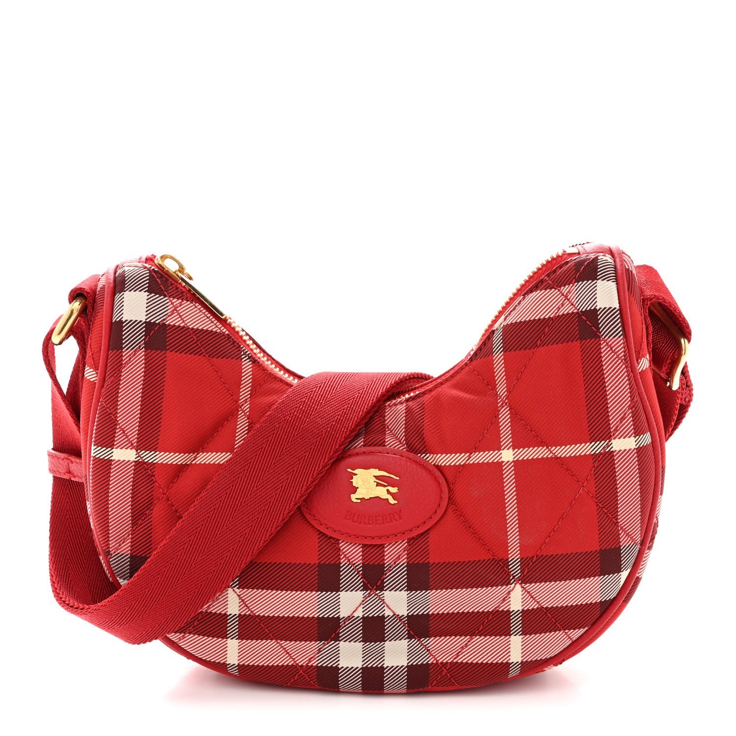 Burberry Nylon Horseshoe Crossbody Bag Crayon Red