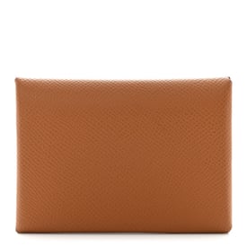 Hermes Epsom Calvi Duo Card Case Gold