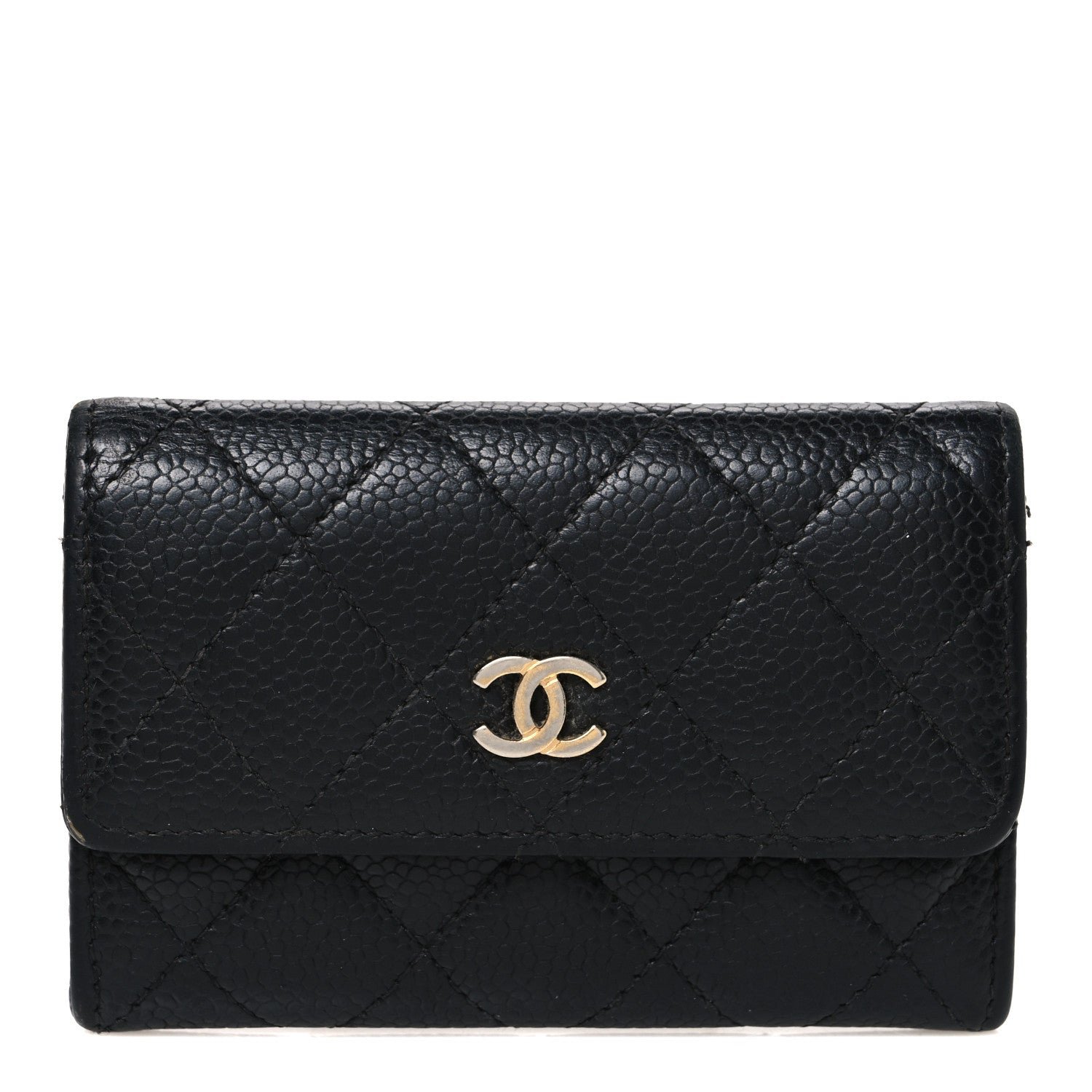 Chanel Caviar Quilted Flap Card Holder Wallet Black