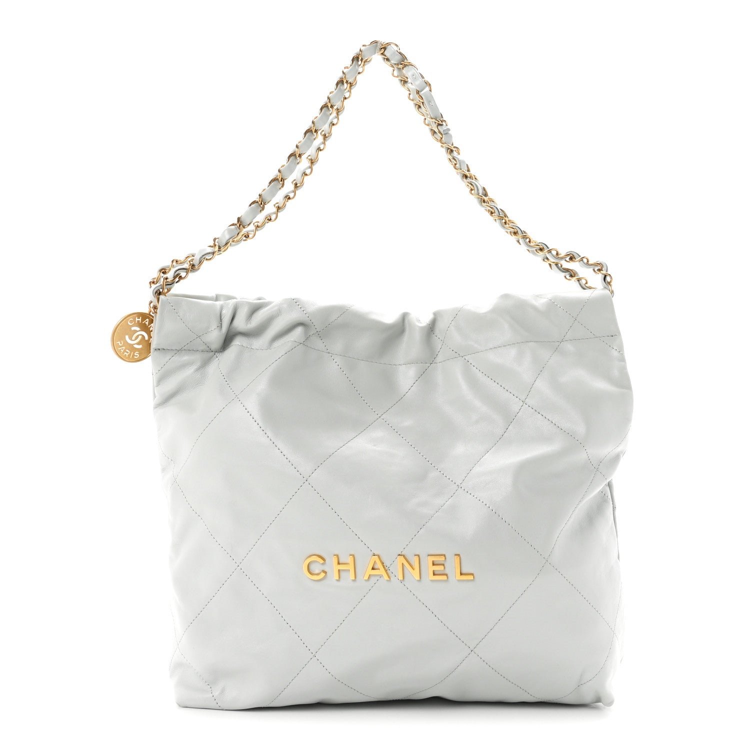 Chanel Shiny Calfskin Quilted Small Chanel 22 Light Blue