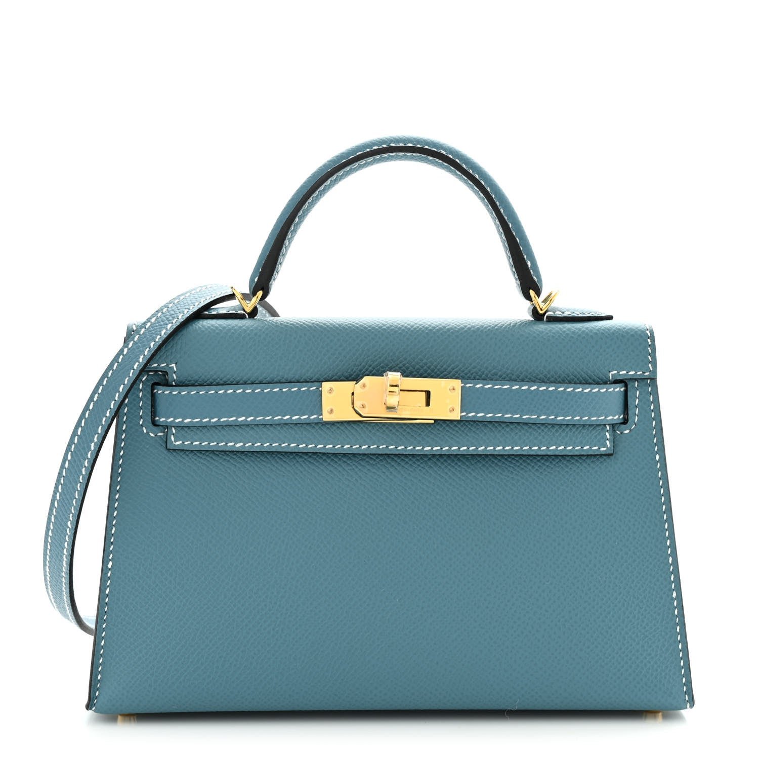 Hermes Epsom Mini Kelly Sellier 20 New Blue Jean
