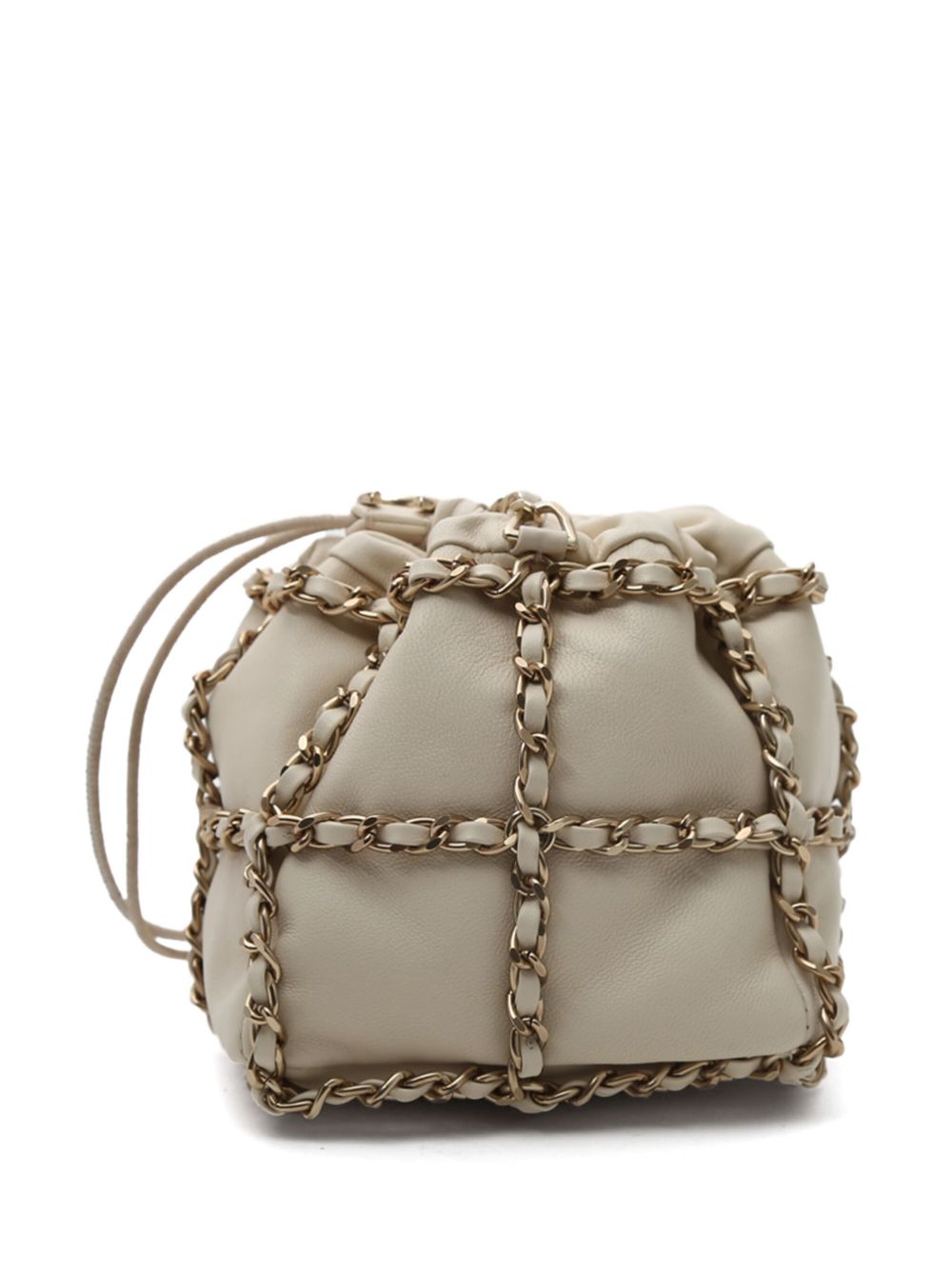 leather chain-link bucket bag
