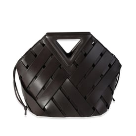 Bottega Veneta Bottega Veneta Dark Brown Leather V Woven Drawstring Tote Bag