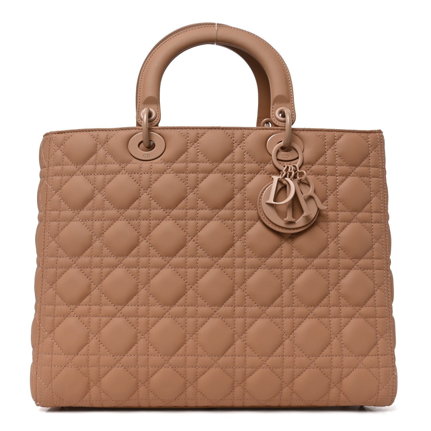 Christian Dior Ultra Matte Calfskin Cannage Large Lady Dior Beige
