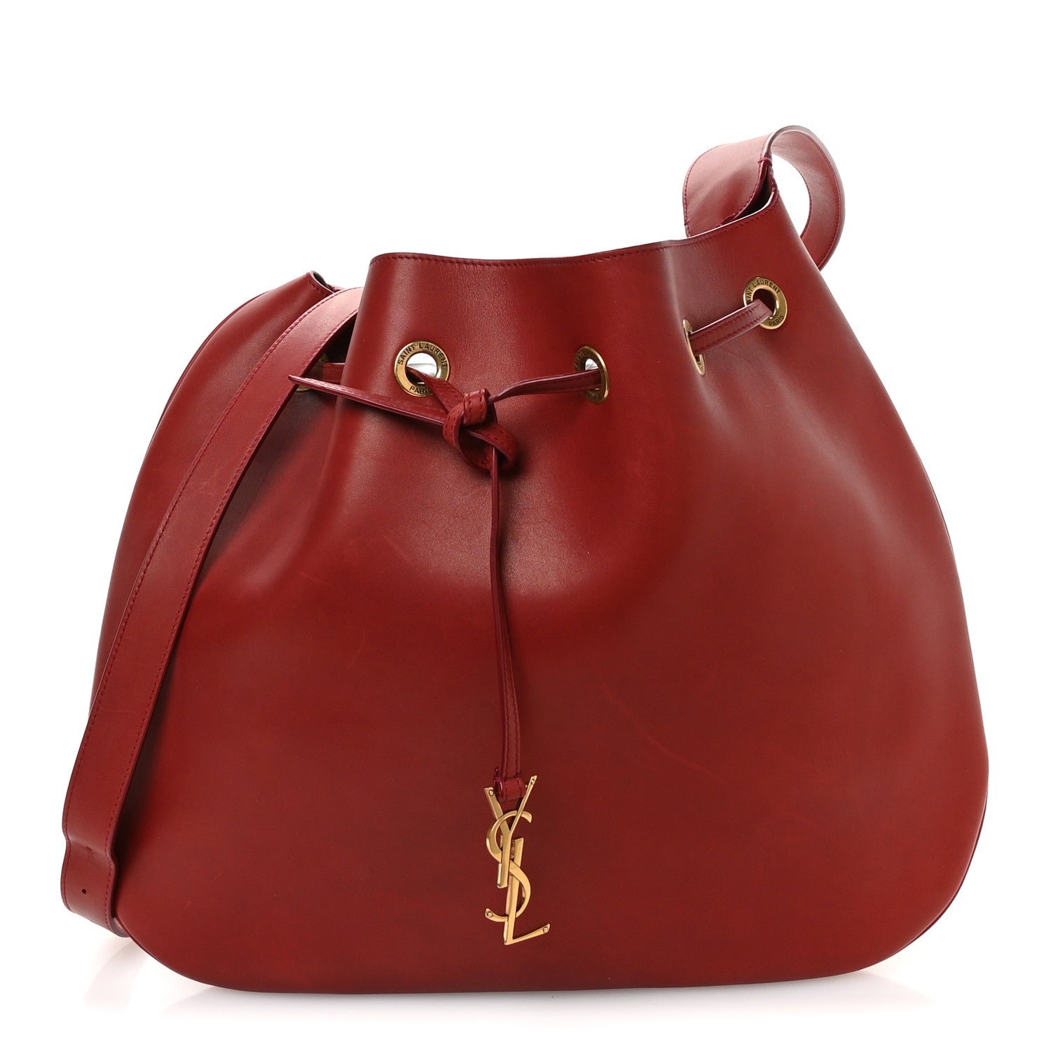 Saint Laurent Smooth Calfskin Paris VII Large Flat Hobo Red