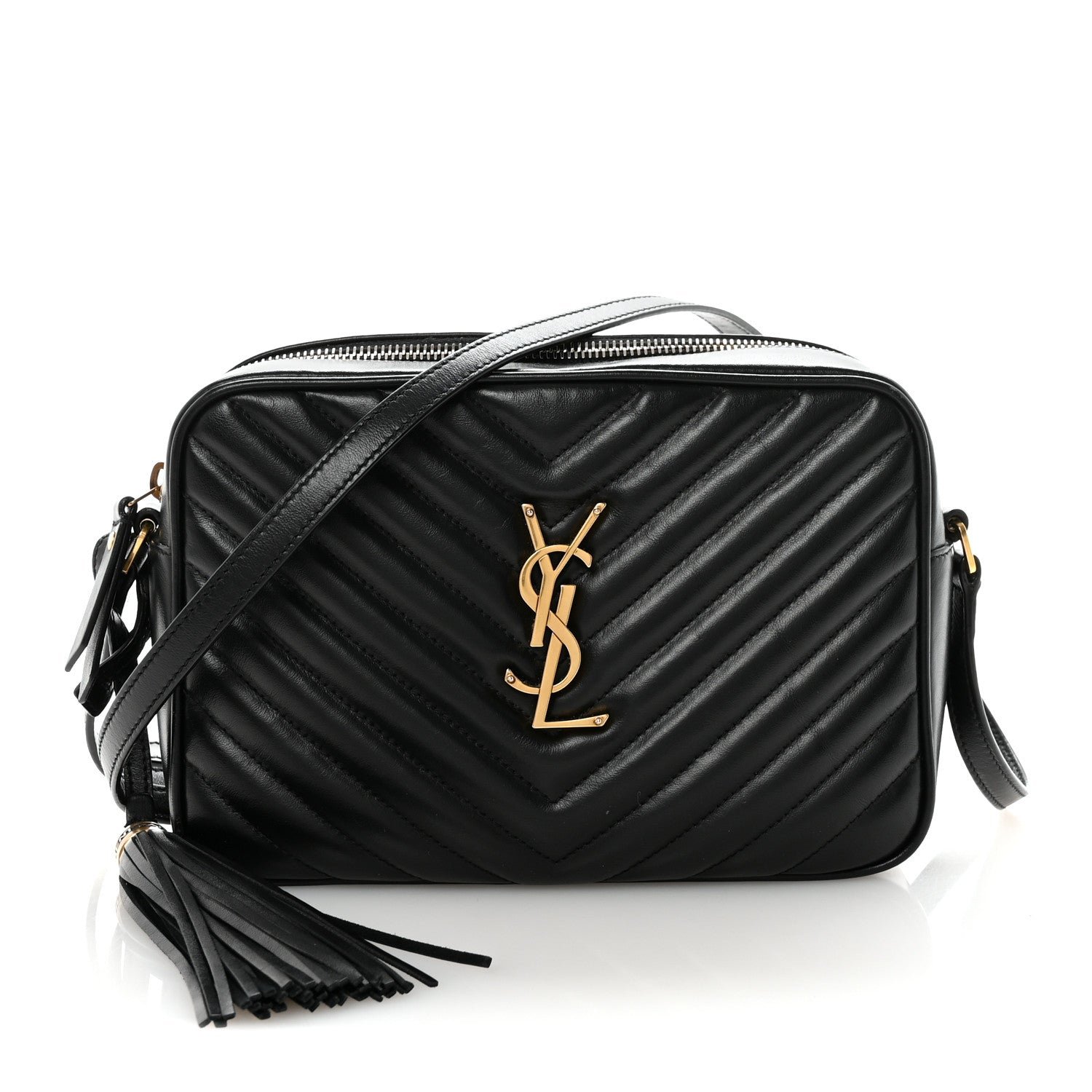 Saint Laurent Saint Laurent Calfskin Matelasse Monogram Lou Camera Bag Black