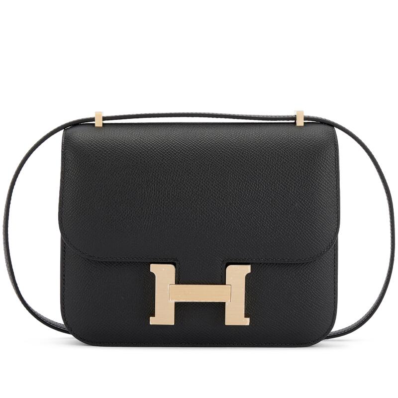Black Epsom Mini Constance 18 Brushed Gold Hardware, 2025