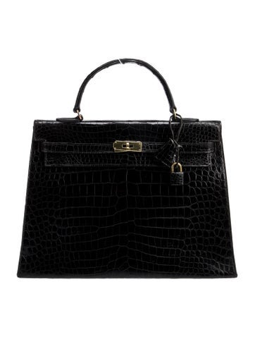 Hermes 1980 Shiny Crocodile Porosus Kelly Sellier 35