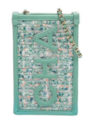 Tweed PVC Clutch w/Chain