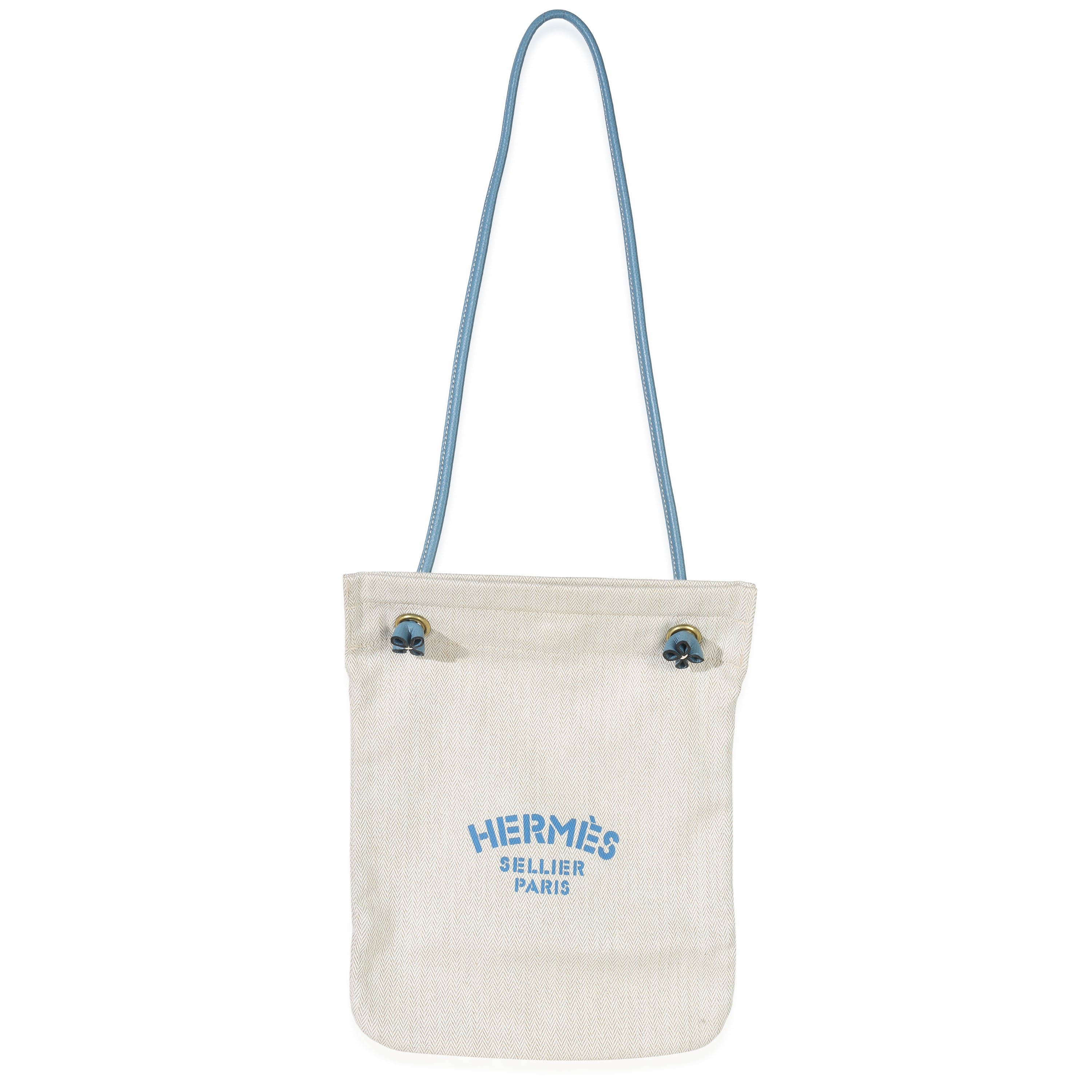 Hermes Bleu Jean Epsom Ecru Toile Aline Grooming PM