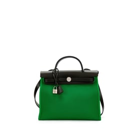 Hermes Khaki Vache Hunter and Bamboo Toile Herbag Zip 31 Palladium Hardware, 2018