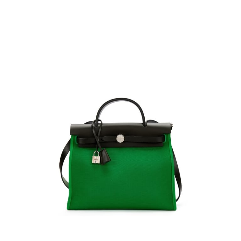 Hermes Khaki Vache Hunter and Bamboo Toile Herbag Zip 31 Palladium Hardware, 2018