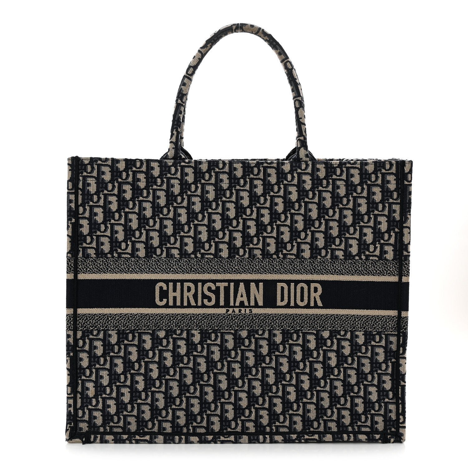 Christian Dior Oblique Large Book Tote Blue Multicolor