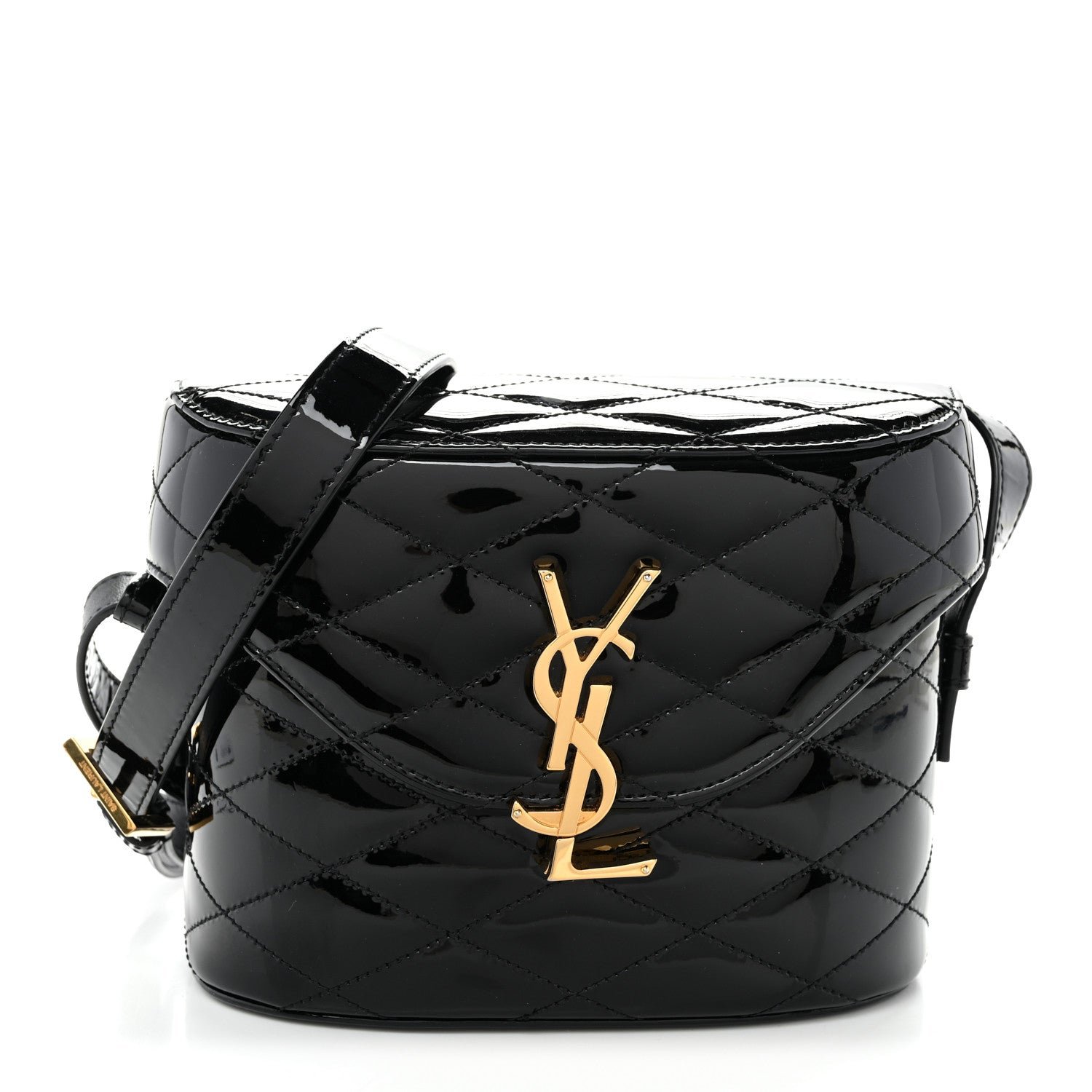 Saint Laurent Patent Matelasse Monogram June Box Bag Black