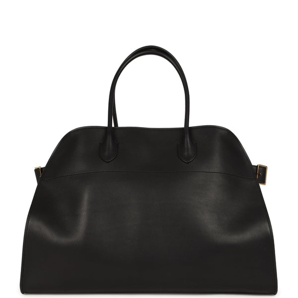 The Row Soft Margaux 17 Bag Black Saddle Gold Hardware