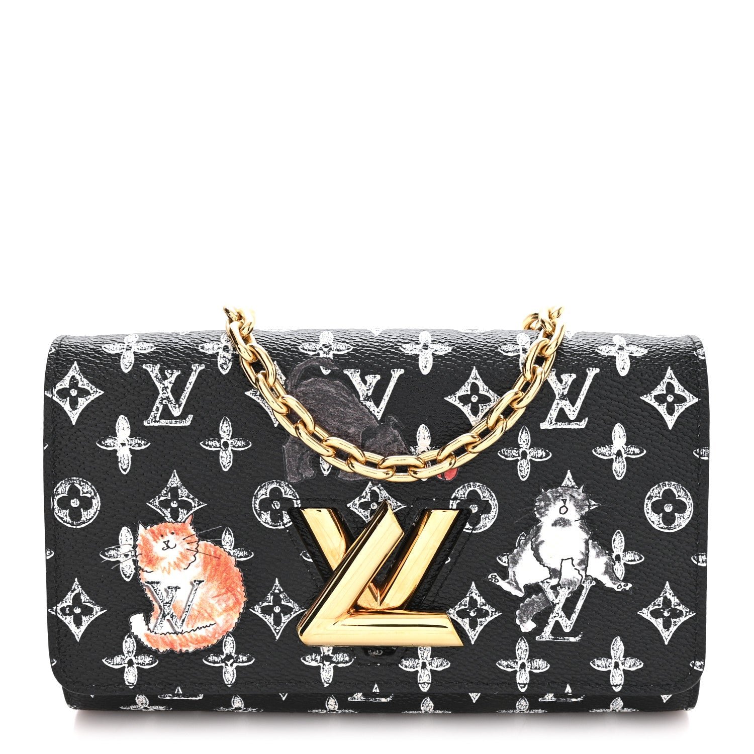 Louis Vuitton Catogram Twist Chain Wallet Black