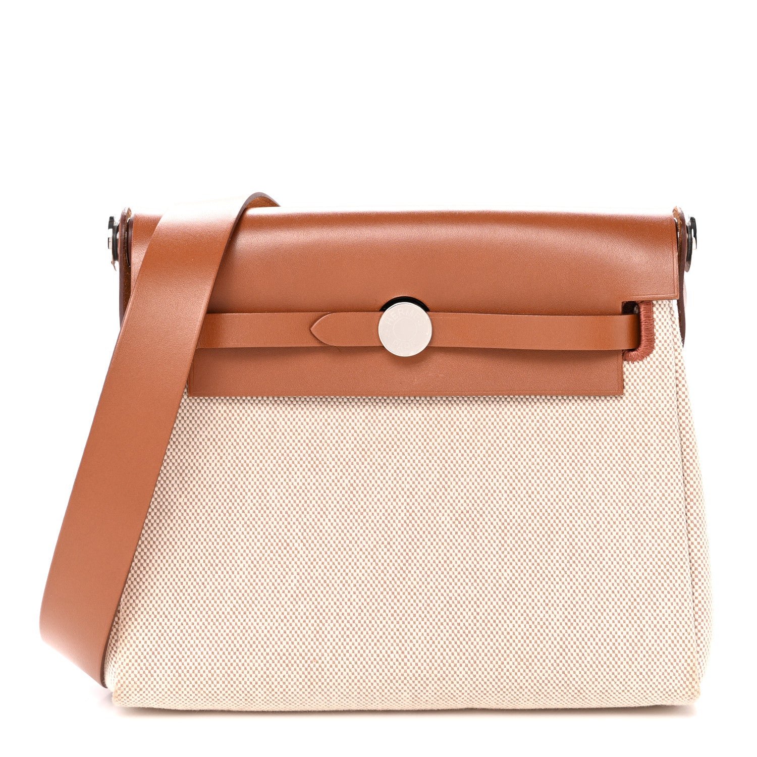 Hermes Hermes Military Toile Vache Hunter Herbag Zip Retourne 20 Ecru Beige Fauve