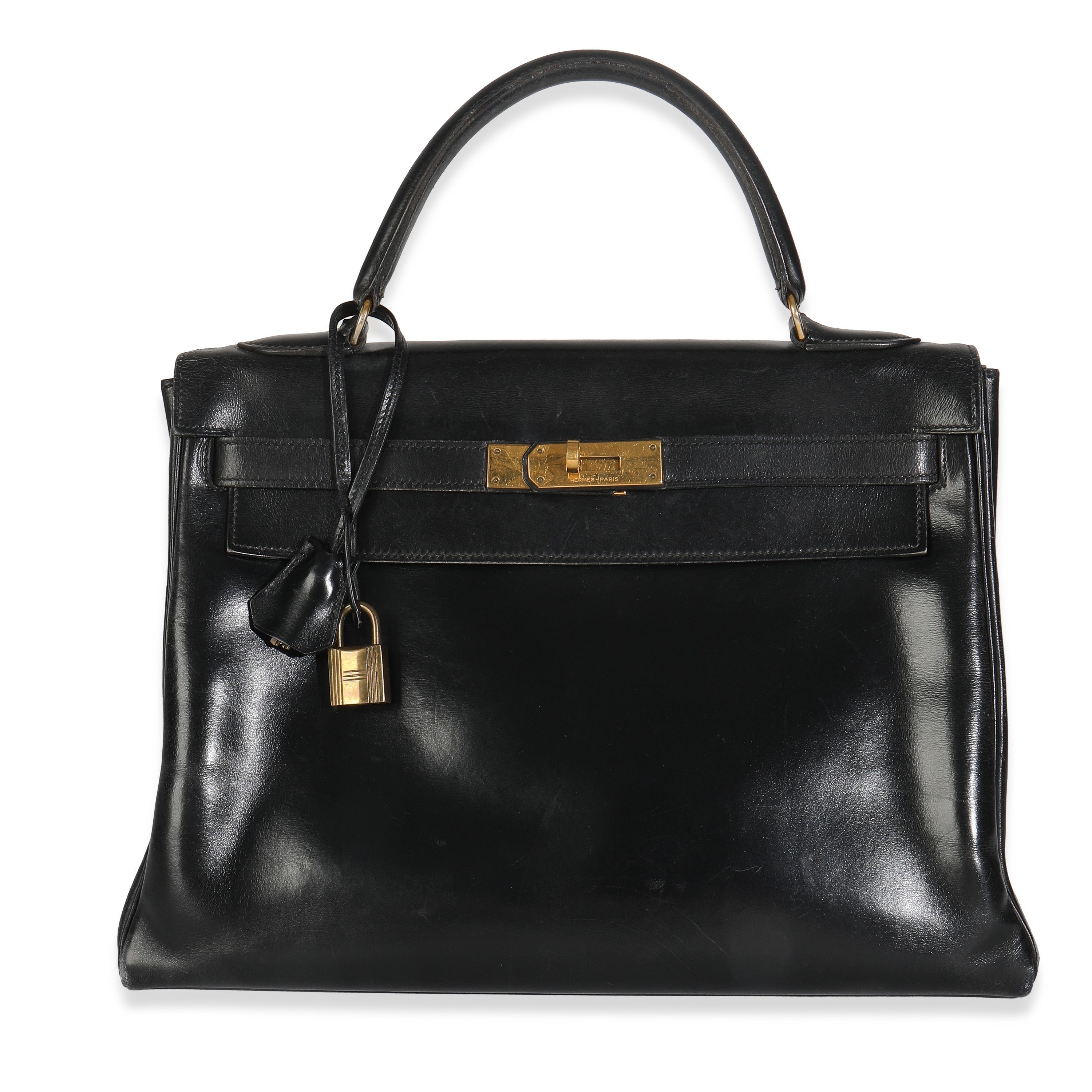 Hermes Vintage Black Box Retourne Kelly 32 GHW