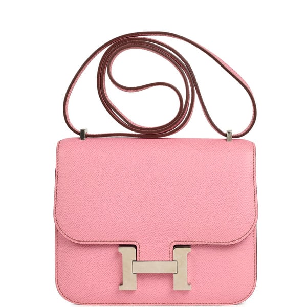 Pre-owned Hermes Constance 18 Bubblegum Epsom Palladium Hardware